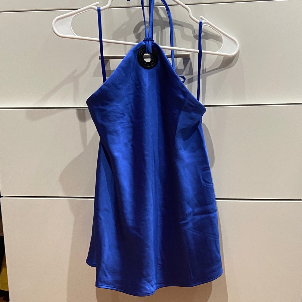 White House Black Market Dazzling Blue Satin Halter